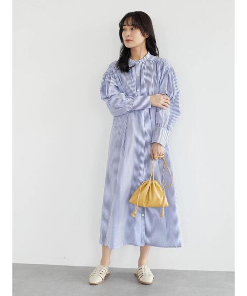 ELENCARE DUE（エレンカーレデュエ）の「・ELENCARE DUE ストライプシャツワンピース（ワンピース・レディース・ブラック/ベージュ/ブルー/グリーン・FREE）」の20枚目の写真