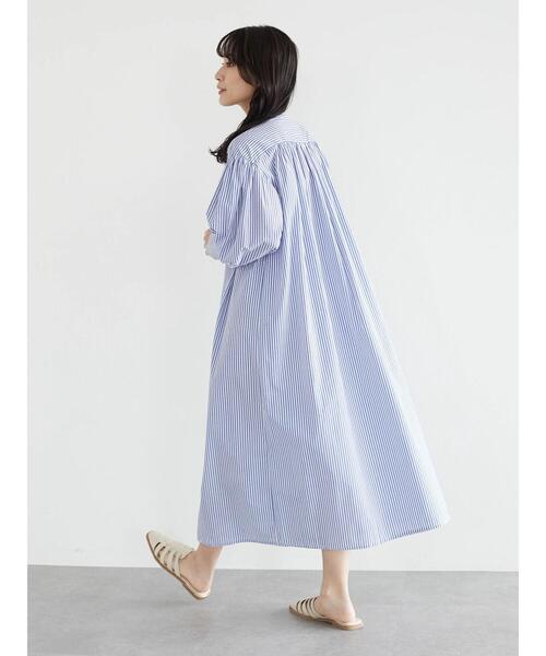 ELENCARE DUE（エレンカーレデュエ）の「・ELENCARE DUE ストライプシャツワンピース（ワンピース・レディース・ブラック/ベージュ/ブルー/グリーン・FREE）」の14枚目の写真