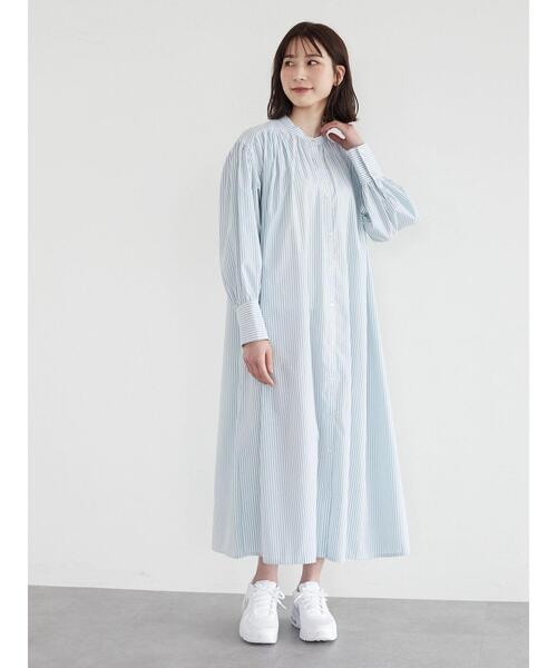 ELENCARE DUE（エレンカーレデュエ）の「・ELENCARE DUE ストライプシャツワンピース（ワンピース・レディース・ブラック/ベージュ/ブルー/グリーン・FREE）」の12枚目の写真