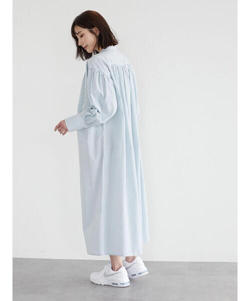 ELENCARE DUE（エレンカーレデュエ）の「・ELENCARE DUE ストライプシャツワンピース（ワンピース・レディース・ブラック/ベージュ/ブルー/グリーン・FREE）」の6枚目の写真