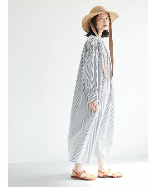 ELENCARE DUE（エレンカーレデュエ）の「・ELENCARE DUE ストライプシャツワンピース（ワンピース・レディース・ブラック/ベージュ/ブルー/グリーン・FREE）」の9枚目の写真