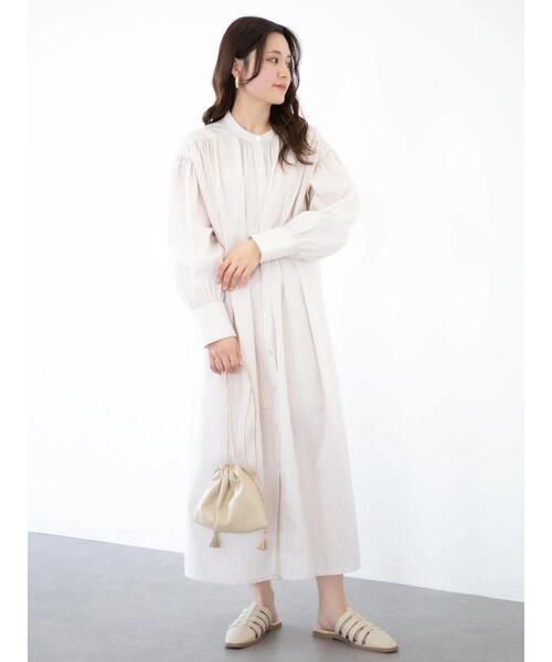 ELENCARE DUE（エレンカーレデュエ）の「・ELENCARE DUE ストライプシャツワンピース（ワンピース・レディース・ブラック/ベージュ/ブルー/グリーン・FREE）」の13枚目の写真