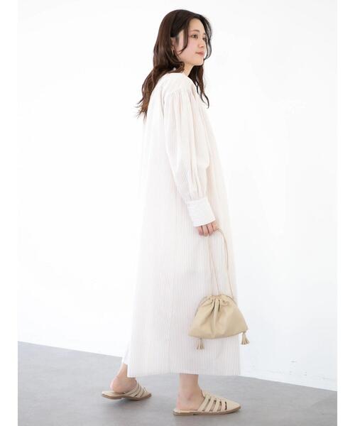 ELENCARE DUE（エレンカーレデュエ）の「・ELENCARE DUE ストライプシャツワンピース（ワンピース・レディース・ブラック/ベージュ/ブルー/グリーン・FREE）」の7枚目の写真