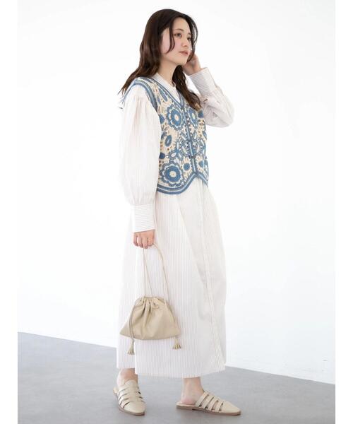 ELENCARE DUE（エレンカーレデュエ）の「・ELENCARE DUE ストライプシャツワンピース（ワンピース・レディース・ブラック/ベージュ/ブルー/グリーン・FREE）」の19枚目の写真