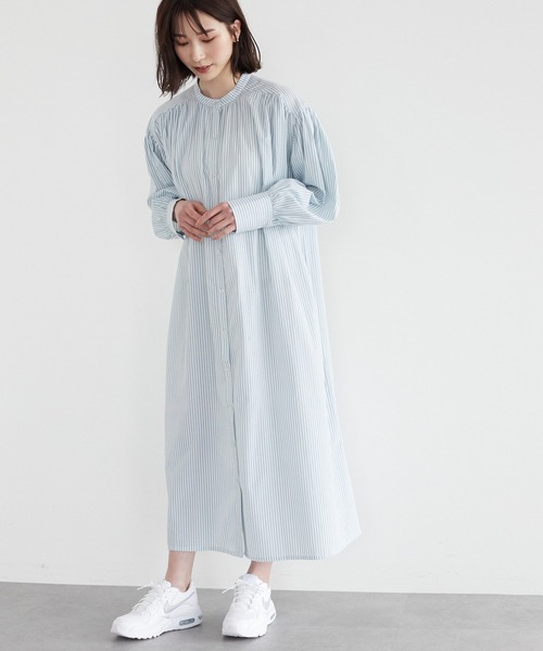 ELENCARE DUE（エレンカーレデュエ）の「・ELENCARE DUE ストライプシャツワンピース（ワンピース・レディース・ブラック/ベージュ/ブルー/グリーン・FREE）」の3枚目の写真