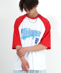 Salong hameu（サロン ハミュー）の「スタジアムカレッジロゴプリント ビッグシルエット ラグランＴシャツ（Tシャツ/カットソー）」