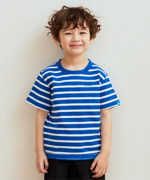 SHARE PARK（シェアパーク）の「【KIDS】UVカット ボーダーロゴTシャツ（Tシャツ/カットソー・キッズ・ブルー系1/ホワイト系1・120/100/110）」の2枚目の写真