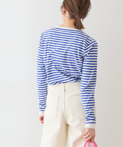 SLOBE IENA（スローブイエナ）の「《追加2》レイヤードスリーブロンTEE◆（Tシャツ/カットソー・レディース・ホワイト/ナチュラル/ブルー系その他・FREE）」の6枚目の写真