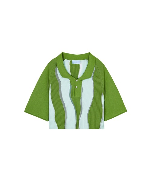 EKCOOKIES（イーケークッキーズ）の「【 EKCOOKIES 】ウェーブバイカラーポロニット（ニット/セーター・レディース・グレー/グリーン・L/S/M）」の21枚目の写真