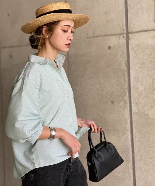 deux amour（ドゥーザムール）の「カラーストライプ袖ボリュームシャツ（その他トップス・レディース・ブルー/グリーン・MEDIUM）」の17枚目の写真