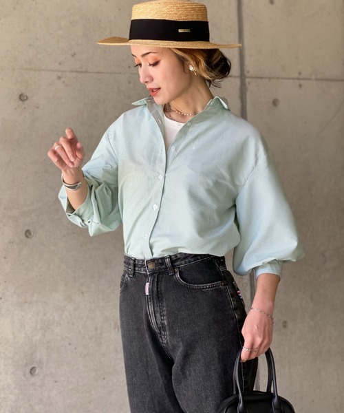 deux amour（ドゥーザムール）の「カラーストライプ袖ボリュームシャツ（その他トップス・レディース・ブルー/グリーン・MEDIUM）」の10枚目の写真