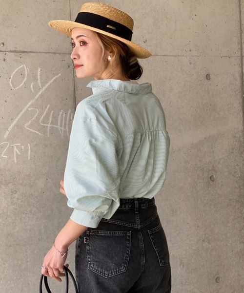 deux amour（ドゥーザムール）の「カラーストライプ袖ボリュームシャツ（その他トップス・レディース・ブルー/グリーン・MEDIUM）」の11枚目の写真