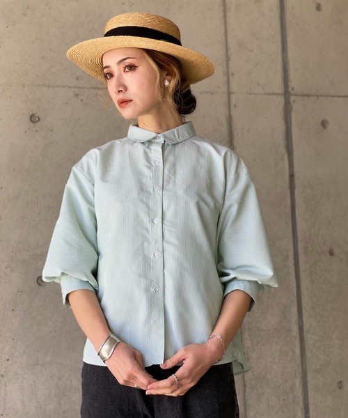 deux amour（ドゥーザムール）の「カラーストライプ袖ボリュームシャツ（その他トップス・レディース・ブルー/グリーン・MEDIUM）」の3枚目の写真