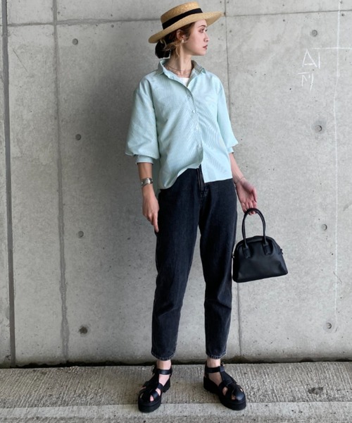 deux amour（ドゥーザムール）の「カラーストライプ袖ボリュームシャツ（その他トップス・レディース・ブルー/グリーン・MEDIUM）」の18枚目の写真