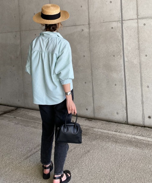 deux amour（ドゥーザムール）の「カラーストライプ袖ボリュームシャツ（その他トップス・レディース・ブルー/グリーン・MEDIUM）」の19枚目の写真