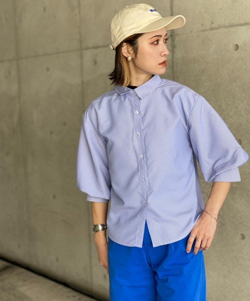 deux amour（ドゥーザムール）の「カラーストライプ袖ボリュームシャツ（その他トップス・レディース・ブルー/グリーン・MEDIUM）」の7枚目の写真