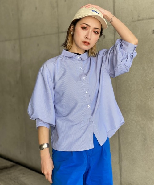 deux amour（ドゥーザムール）の「カラーストライプ袖ボリュームシャツ（その他トップス・レディース・ブルー/グリーン・MEDIUM）」の14枚目の写真