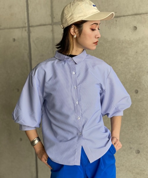 deux amour（ドゥーザムール）の「カラーストライプ袖ボリュームシャツ（その他トップス・レディース・ブルー/グリーン・MEDIUM）」の20枚目の写真