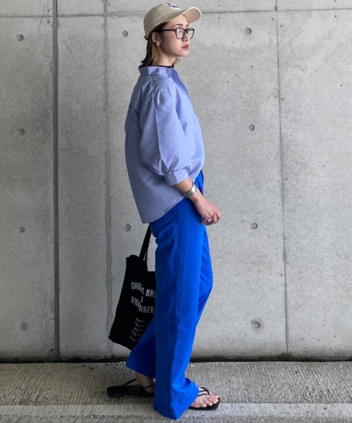 deux amour（ドゥーザムール）の「カラーストライプ袖ボリュームシャツ（その他トップス・レディース・ブルー/グリーン・MEDIUM）」の8枚目の写真