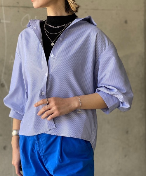 deux amour（ドゥーザムール）の「カラーストライプ袖ボリュームシャツ（その他トップス・レディース・ブルー/グリーン・MEDIUM）」の9枚目の写真