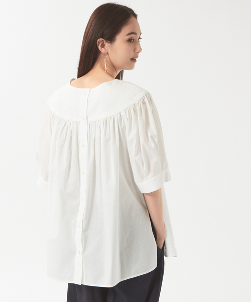 qualite（カリテ）の「ローンギャザーパフブラウス（シャツ/ブラウス・レディース・オフホワイト/ライトブルー/ネイビー・フリー）」の15枚目の写真