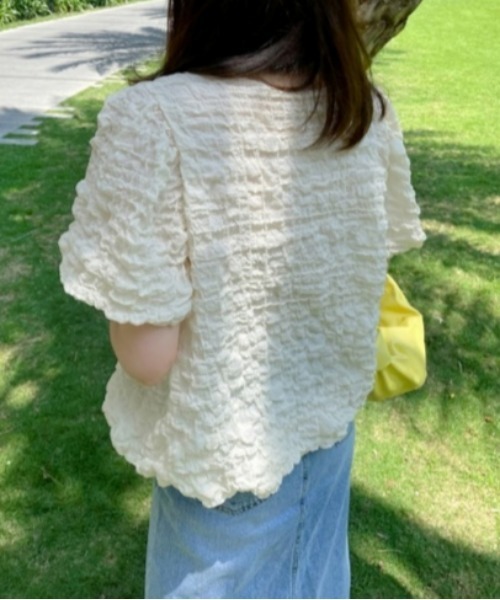 sakishimatokyo（サキシマトーキョー）の「ワッシャートップス/半袖（Tシャツ/カットソー・レディース・グレー/アイボリー/ブラック/グリーン・FREE）」の6枚目の写真