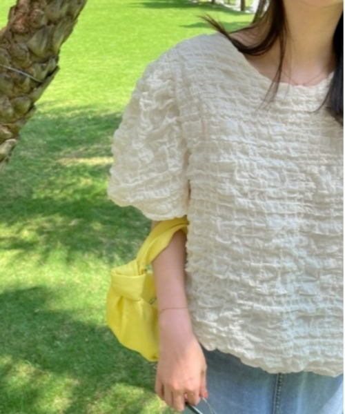 sakishimatokyo（サキシマトーキョー）の「ワッシャートップス/半袖（Tシャツ/カットソー・レディース・グレー/アイボリー/ブラック/グリーン・FREE）」の7枚目の写真