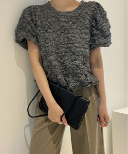 sakishimatokyo（サキシマトーキョー）の「ワッシャートップス/半袖（Tシャツ/カットソー・レディース・グレー/アイボリー/ブラック/グリーン・FREE）」の9枚目の写真