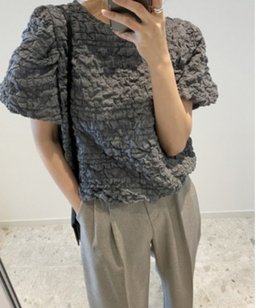 sakishimatokyo（サキシマトーキョー）の「ワッシャートップス/半袖（Tシャツ/カットソー・レディース・グレー/アイボリー/ブラック/グリーン・FREE）」の10枚目の写真