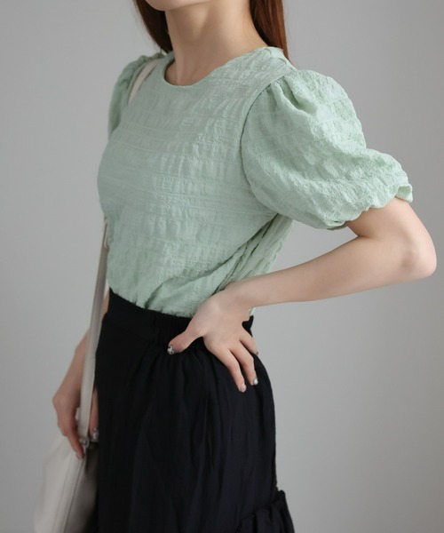 sakishimatokyo（サキシマトーキョー）の「ワッシャートップス/半袖（Tシャツ/カットソー・レディース・グレー/アイボリー/ブラック/グリーン・FREE）」の14枚目の写真