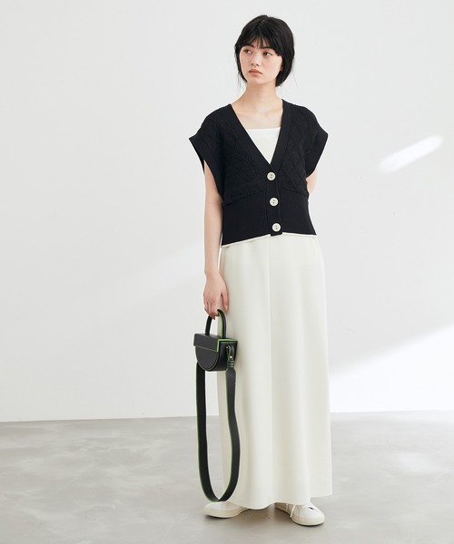 ADAM ET ROPE'（アダムエロペ）の「【一部直営店舗・WEB限定】クロシェライン2WAYベスト（ベスト・レディース・グリーン/オフホワイト/ブラック・FREE）」の4枚目の写真