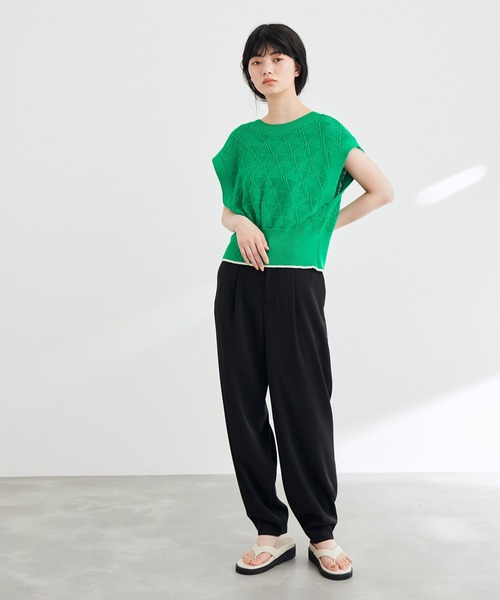 ADAM ET ROPE'（アダムエロペ）の「【一部直営店舗・WEB限定】クロシェライン2WAYベスト（ベスト・レディース・グリーン/オフホワイト/ブラック・FREE）」の6枚目の写真