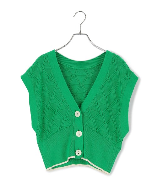 ADAM ET ROPE'（アダムエロペ）の「【一部直営店舗・WEB限定】クロシェライン2WAYベスト（ベスト・レディース・グリーン/オフホワイト/ブラック・FREE）」の8枚目の写真