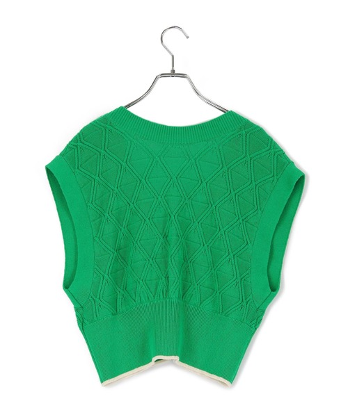 ADAM ET ROPE'（アダムエロペ）の「【一部直営店舗・WEB限定】クロシェライン2WAYベスト（ベスト・レディース・グリーン/オフホワイト/ブラック・FREE）」の9枚目の写真