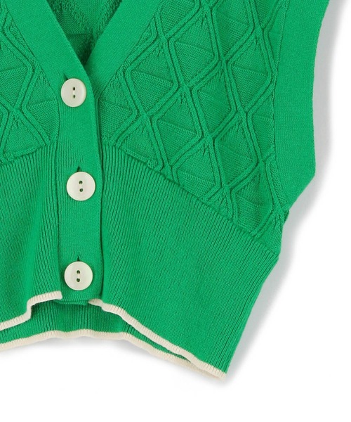 ADAM ET ROPE'（アダムエロペ）の「【一部直営店舗・WEB限定】クロシェライン2WAYベスト（ベスト・レディース・グリーン/オフホワイト/ブラック・FREE）」の12枚目の写真