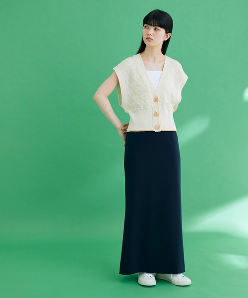 ADAM ET ROPE'（アダムエロペ）の「【一部直営店舗・WEB限定】クロシェライン2WAYベスト（ベスト・レディース・グリーン/オフホワイト/ブラック・FREE）」の21枚目の写真