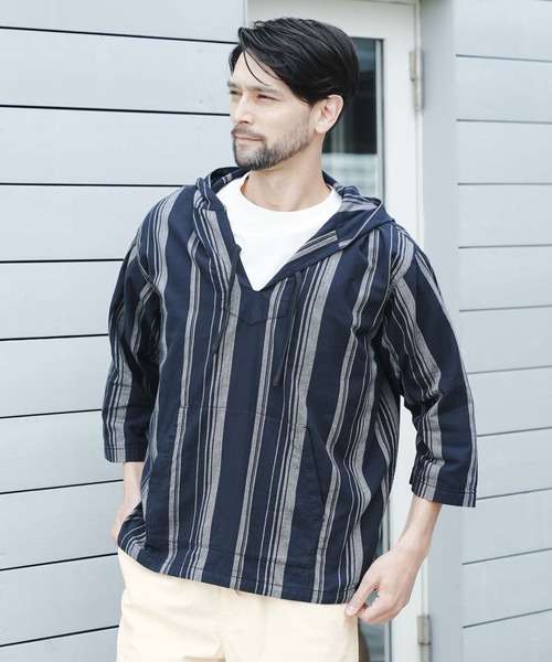 SUNNY SPORTS(サニースポーツ)の「【SUNNY SPORTS×BAYFLOW】メキシカンパーカ(パーカー・メンズ・ネイビー/ベージュ・MEDIUM/LARGE)」の1枚目の写真