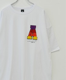 フロント サガラ刺繍 オーバーサイズ 半袖 クルーネック Tシャツ