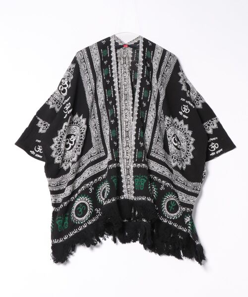 チャイハネ(チャイハネ)の「【チャイハネ】グルティラフリンジカーディガン(カーディガン/ボレロ・レディース・パープル/ネイビー/グレー/オフホワイト/ブラウン/ブラック×ホワイト/ホワイト系その他/カーキ/ブルー・FREE)」の3枚目の写真