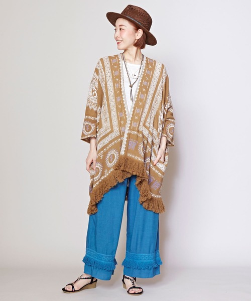 チャイハネ(チャイハネ)の「【チャイハネ】グルティラフリンジカーディガン(カーディガン/ボレロ・レディース・パープル/ネイビー/グレー/オフホワイト/ブラウン/ブラック×ホワイト/ホワイト系その他/カーキ/ブルー・FREE)」の17枚目の写真