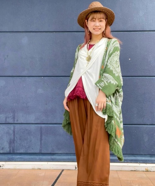 チャイハネ(チャイハネ)の「【チャイハネ】グルティラフリンジカーディガン(カーディガン/ボレロ・レディース・パープル/ネイビー/グレー/オフホワイト/ブラウン/ブラック×ホワイト/ホワイト系その他/カーキ/ブルー・FREE)」の14枚目の写真