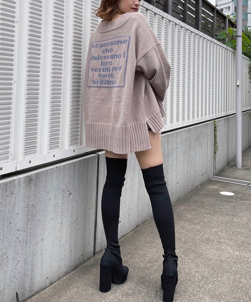 SPIRALGIRL（スパイラルガール）の「バックロゴオーバーニット（ニット/セーター・レディース・ベージュ/レッド/イエロー/グリーン・FREE）」の16枚目の写真