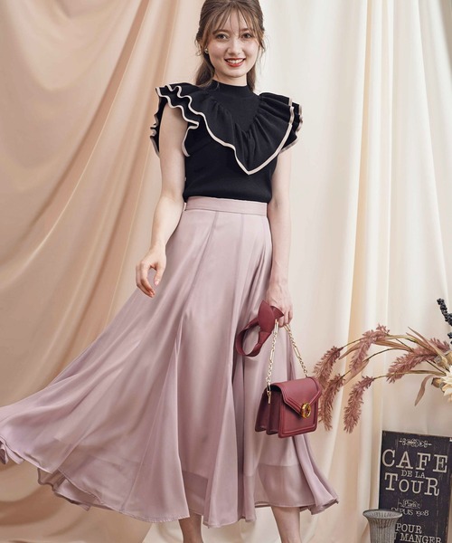 NOELA（ノエラ）の「ハイネックフリルニット（ニット/セーター・レディース・ブラック/オフホワイト/ボルドー・フリー）」の7枚目の写真