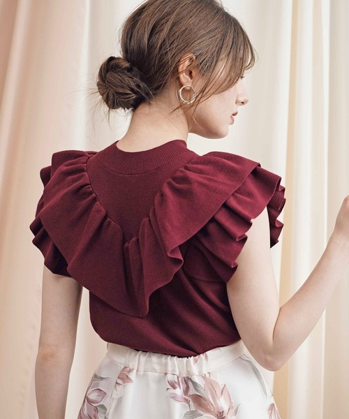 NOELA（ノエラ）の「ハイネックフリルニット（ニット/セーター・レディース・ブラック/オフホワイト/ボルドー・フリー）」の18枚目の写真