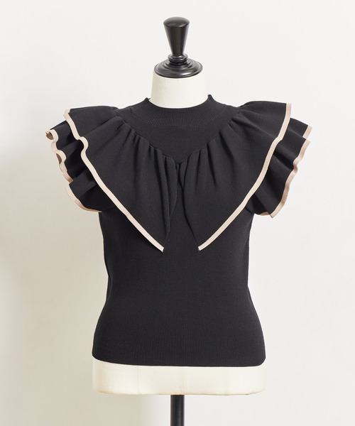 NOELA（ノエラ）の「ハイネックフリルニット（ニット/セーター・レディース・ブラック/オフホワイト/ボルドー・フリー）」の21枚目の写真