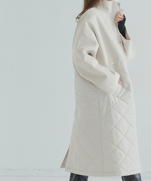 Shelly island（シェリーアイランド）の「フェイクウール×キルトロングコート（その他アウター・レディース・ブラック/ホワイト・M）」の17枚目の写真