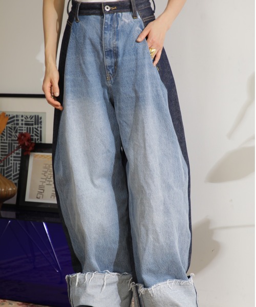 mici(ミチ)の「(mici)ボリュームデニムパンツ(デニムパンツ・レディース・ネイビー/ホワイト系その他・SMALL/MEDIUM)」の11枚目の写真