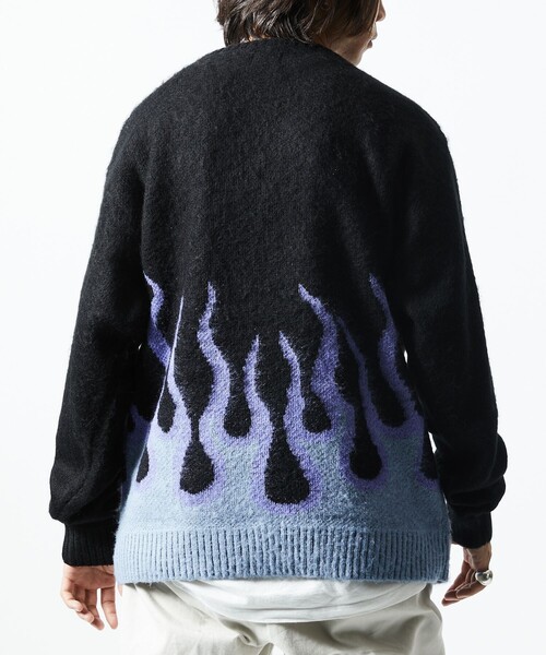 FREAK'S STORE（フリークスストア）の「WEB限定 別注 ビッグシルエット モヘヤタッチ クルーネック シャギーニット/レオパード/チェッカー（ニット/セーター・メンズ・グレー系その他/レオパード/ブラック×レッド/チェック/ブラック×ブルー・SMALL/MEDIUM/LARGE）」の12枚目の写真