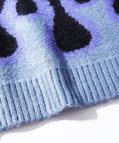 FREAK'S STORE（フリークスストア）の「WEB限定 別注 ビッグシルエット モヘヤタッチ クルーネック シャギーニット/レオパード/チェッカー（ニット/セーター・メンズ・グレー系その他/レオパード/ブラック×レッド/チェック/ブラック×ブルー・SMALL/MEDIUM/LARGE）」の14枚目の写真