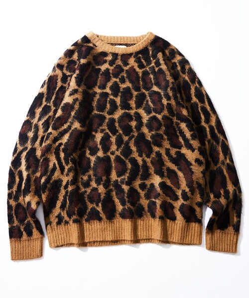 FREAK'S STORE（フリークスストア）の「WEB限定 別注 ビッグシルエット モヘヤタッチ クルーネック シャギーニット/レオパード/チェッカー（ニット/セーター・メンズ・グレー系その他/レオパード/ブラック×レッド/チェック/ブラック×ブルー・SMALL/MEDIUM/LARGE）」の11枚目の写真